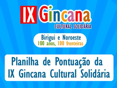 Planilha de Pontuação da IX Gincana Cultural Solidária